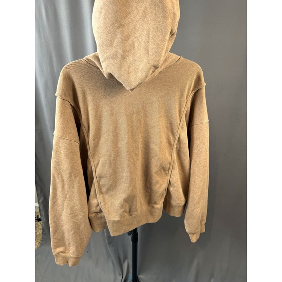 Nike Light Brown Ribbed Panel Oversized Cropped Fleece Hoodie Women's Size 3X - Picture 3 of 10